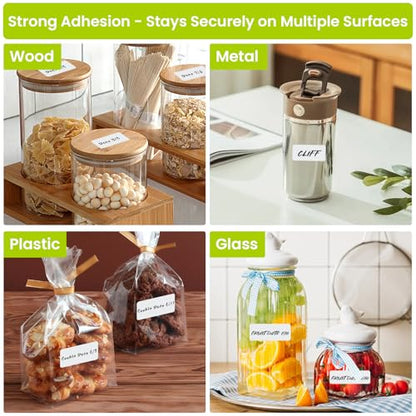 1000 Pcs Removable Food Labels Stickers for Storage Bins, Waterproof & Oil Resistant Freezer Labels with Perforation Line 1" x 2"