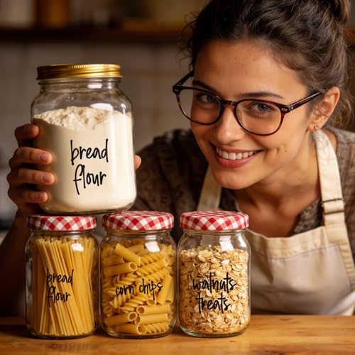 168PCS Clear Waterproof Labels for Food Containers - Pantry Labels for Containers Jars Container Boxes - Preprinted and Blank Food Organization Stickers