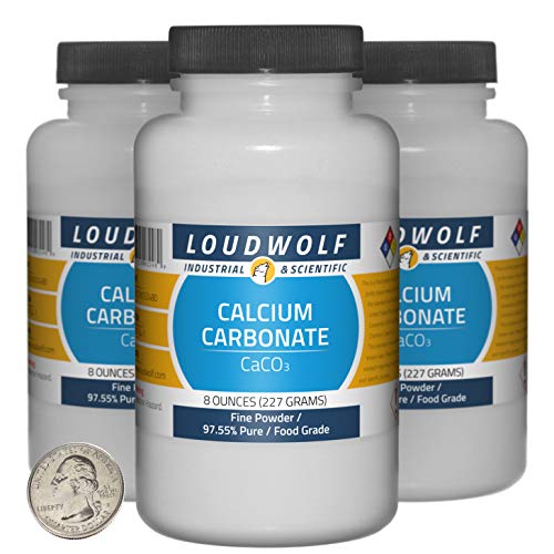 Calcium Carbonate / 1.5 Pounds / 3 Bottles / 97.55% Pure Food Grade/Fine Powder - size: 1.5 Pounds in 3 Bottles