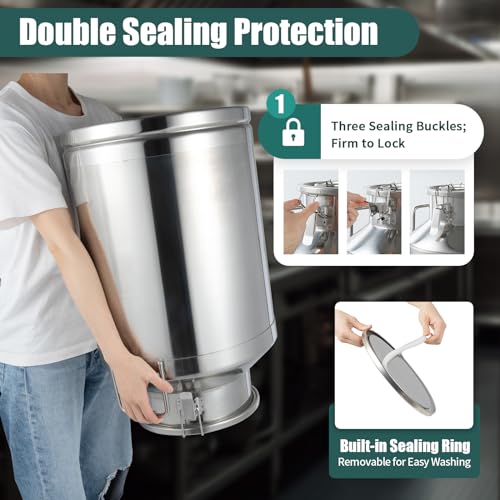 Stainless Steel Milk Can, 60L fermentation barrel wine barrel fermenter, 15.85 Gallon Milk Can Tote Jug with Sealed Lid Heavy Duty, self-brewed wine sealed making equipment for Milk and Wine