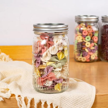 Amzcku 32oz Vintage Mason Jars with Lids, Wide Mouth Quart Canning Jar 12 Pack