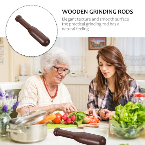 7.6in Wooden Pestle Wenge Wood Garlic Crusher Manual Spice Grinder Rod Semicircular Head Food Masher Tool for Kitchen Mortar Sauerkraut Pounder