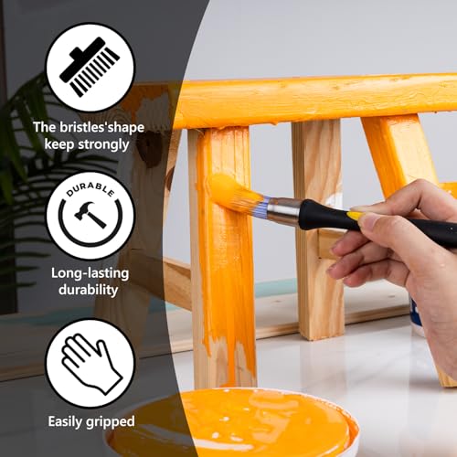 Mister Rui Trim Brush Set, 3 Pcs Paint Brushes for Painting Walls, Trim Paint Brush, Small Paint Brush, Small Brushes for Painting, 5/8”, 3/4” and 1” - size: 3PCS, 0.6", 0.75", 1"