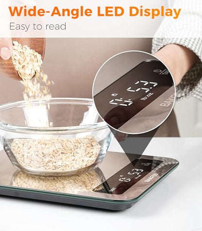 100% Waterproof Food Scale, IP67 Digital Kitchen Scale, Rechargeable (USB-C), 0.1oz/1g Precision, 22lb Capacity, Stainless Steel & Tempered Glass, for Cooking, Making Sourdough Bread, Black - color: Black