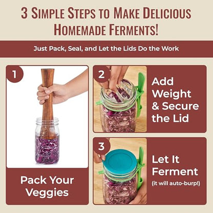 Master Fermentation Kit for Wide Mouth Mason Jar by The Amish Chef - Pickle Kit, Kimchi, Sauerkraut Making Kit - Fermentation Airlock Lids - size: Master Kit