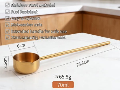 Stainless Steel Hot Oil Ladle, 2pcs Solid Oil Spoon with 10.5 inch Long Handle Pour Spout, 70ml Capacity for Kitchen Cooking Serving Soups and Drizzle Sauces Dishwasher Safe (Orange Red) - color: Orange Red
