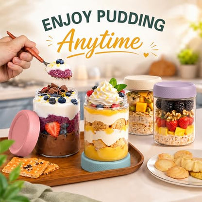 12 Pack Mason Jars, 16oz Overnight Oats Glass Jars, Wide Mouth Overnight Oats Containers with Lids, Small Parfait Cups with Lids for Yogurt, Storage, Chia, Snack, Salad, Spice, Seed - color: Mixed Color-12P