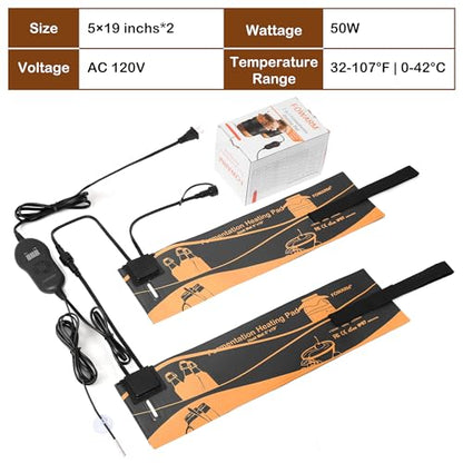 2-in-1 Kombucha Heating Wrap Set – Dual 5"x19" Fermentation Heateing Pads with Digital Thermostat for 1 Gallon Jars, Beer, Wine & Mead Brewing, 50W Waterproof Design - size: 10" x 19"