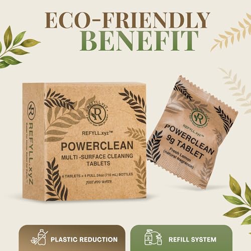 Cleaning Tablets for Spray Bottle Multi Surface Cleaner Refill Pods Eco Friendly Non Toxic Lemon Scent Plant Based (4 Pack) - size: 4 Count (Pack of 1)