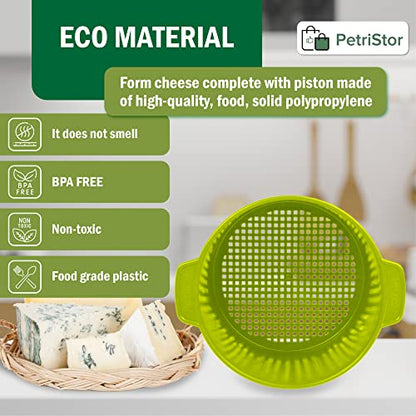 Cheese Mold for Cheese Making Cheese with Follower 1/2 gal Green - Cheesemaking Supplies - Cheese Form Mold - Cheese Making Basket - Molde Para Queso Casero - Cheese Press Mold - Maker Mold Cheese