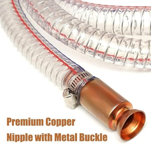 2PCS 8.2FT 1" Heavy Duty Gas Siphon Hose, Self-Priming Fuel Transfer Pump | Jiggler Siphon with Brass Valve & Metal Clamp, Transfer Hose for Gasoline, Fish Tank Water Changes, Boats, ATVs & Tractors - size: 1"ID x 2Pcs