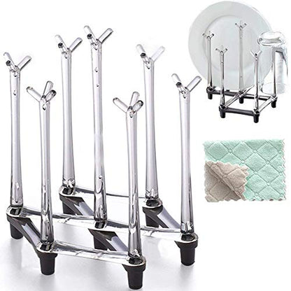 Marbrasse Retractable Cup Drying Rack, Drinking Glass and Sports Bottle Drainer Stand, Plastic Bag Dryer with Non-Slip Bottom for Kitchen Countertop - color: 1p
