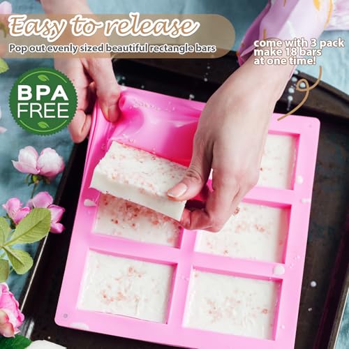 Rectangle Molds Silicone for Deep Chocolate Bar Food Grade Baking Molds for Rice Crispies Treats Cake Chocolate Bar Desserts Ice Cube Wax Melts Soap Homemade Non-stick Molds BPA free DIY Tray Molds - style: Square - 3PCS