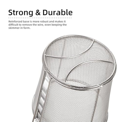 ZAVOOS 2 Pack Pasta Strainer Basket, Stainless Steel Mesh Spider Strainer with Wooden Handle for Boiling, Kitchen Fine Food Skimmer Deep Fry Basket for Pasta, Noodle, Dumpling, 5.3''D x 5.1''H