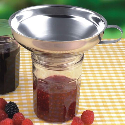 Stainless Steel Wide Mouth Funnel Rust Resistant Canning Funnel Kitchen Cooking Jars Funnel with Handle for Liquids and Solids (S)