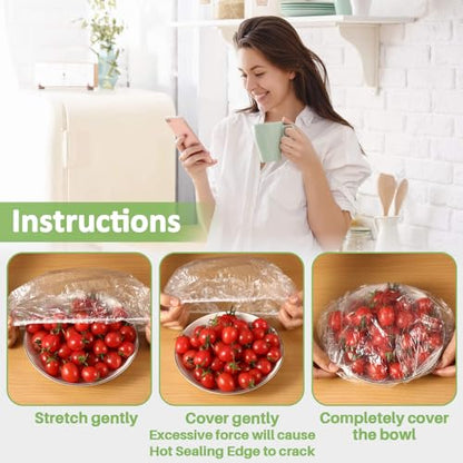 MAQIHAN 100 Bowl Covers Bread Proofing - Extra Large Plastic Wrap for Food Sourdough Bread Baking Rising Elastic Reusable Plate Covers Outdoor Food Fresh Keeping Bags Shower Cap Hair Deep Conditioning - size: Large