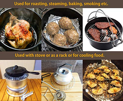 CAMPINGMOON Round Cooling Rack Roasting Rack for Baking Stainless Steel W24 Diameter φ9.5inch/φ24cm - color: Dia 9.5 inches, W24
