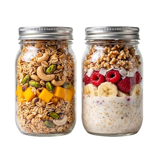 Mason Jars Airtight Lids,32oz Regular Mouth Food Grade Glass Canning Jars,Food Storage Leak-Proof, Dishwasher Safe, Perfect Fermenting, Pickling, Overnight Oats,Snacks, Candies, DIY Projects (2PACK) - size: 32oz*2PCS