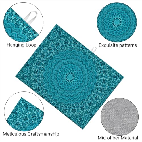 Absorbent Kitchen Dish Drying Mat Quick Dry Heat Resistant Hide Stain for Glasses Coffee Espresso Machines Pots Pans and Dish Racks,18" x 24" Teal Mandala Geometric Pattern - color: Teal Mandala Geometric