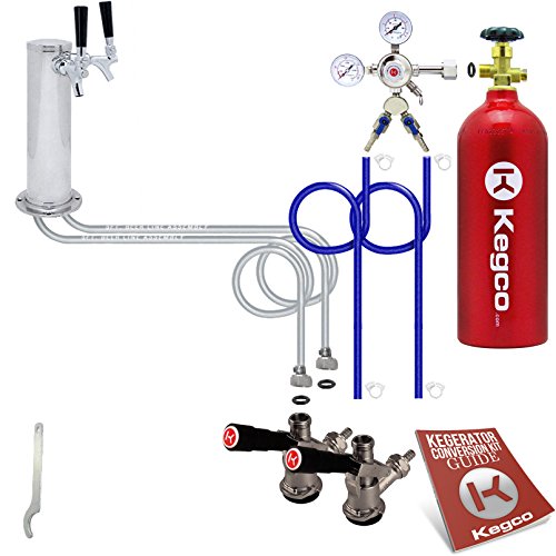 Kegco BF 2STCK-5T Standard 2 Product Tower Kegerator Conversion Kit with 5 lb Co2 Tank, Chrome - color: Standard