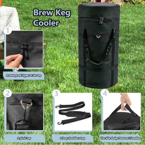 Keg Cooler for Home Brew, Beer Cooler Compatible with New 5 Gallon Ball Lock Keg and New 5 Gallon Keg Corny Keg,600D Oxford Cloth Add Cotton、Aluminum foil Layer、Waterproof Inner Iiner