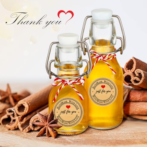 FoldTier 48 Pcs Mini Flip Top Glass Bottle Flip Top for Homemade Vanilla Limoncello Extract Bottles with Caps Stickers for Holiday DIY Crafts Wedding Baby Shower Favors(2 oz) - size: 2 oz