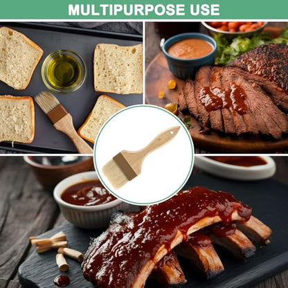 M METERXITY 2-Pack Pastry Brush, Wooden Handle Natural Bristle Basting BBQ Oil Brush for Cooking/Barbecue/Kitchen [3"] - size: 3"