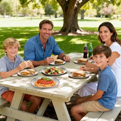 Metal Dinner Plate, 4 Pack 10.2 inch Large 201 Stainless Steel Plates, Reusable Lunch Salad Pizza Food Serving Snack Eating Dishes Round Brushed Finish Silver Sturdy Dish Oven Dishwasher Safe - size: 10.2"