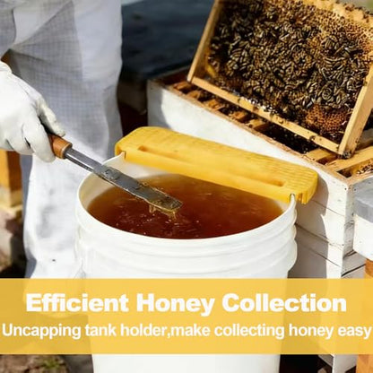 HIMO Honey Uncapping Tank Holder, Beekeeping Honeycomb Scraper Tool, Yellow Honeycomb Frame Support, Compatible with Square and Round Containers, Durable Plastic Honeycomb Frame - color: Yellow-1pc