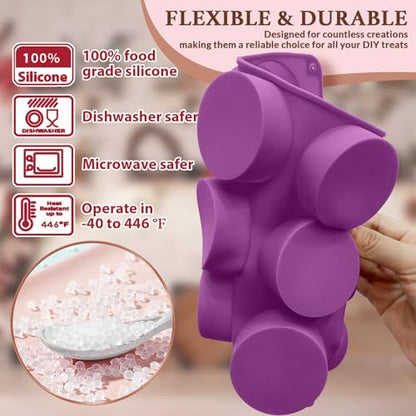 HKNMTT Silicone Round Cookie Mold, 4 PCS Candy Chocolate Moulds, 12-Cavity Cylinder Non-Stick Food Grade BPA Free Moulds for Making Handmade Soap Mini Cake Jelly Brownie Pudding Jello - style: Cookie Cover - 4PCS