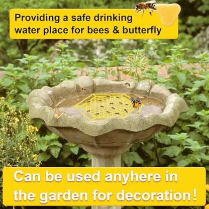 4 Pack Floating Bee Island, 7.1 Inch Bee Watering Station, Bee Bath Bee Drinking Station Bee Waterer and Butterfly Water Stations Butterfly Feeders for Outdoors Thirsty Pollinators Feeding - color: Yellow-4Pc