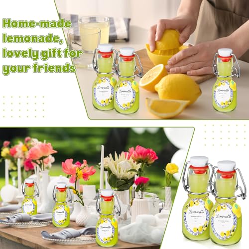 20 Sets Mini Limoncello Bottles Small Swing Top Glass Bottles Tiny Jar for Table Centerpieces Beverages Homemade Christmas Baby Shower Wedding Party Favors for Guests(2oz,Round Lemon) - size: 2oz, style: Round Lemon