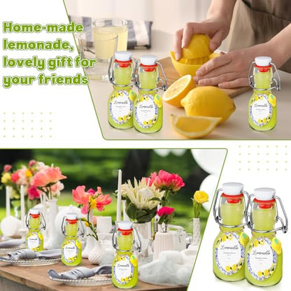 20 Sets Mini Limoncello Bottles Small Swing Top Glass Bottles Tiny Jar for Table Centerpieces Beverages Homemade Christmas Baby Shower Wedding Party Favors for Guests(2oz,Round Lemon) - size: 2oz, style: Round Lemon