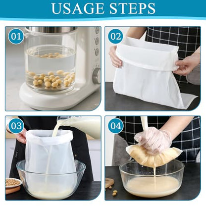 10Pcs Cheese Cloth Bag For Straining Reusable Nut Milk Bags Nylon Washable Fine Mesh Strainer Bags for for Almond Yogurt Juice Cheese Making Cold Brew Coffee Beer Tea (10Pcs 3 Size)
