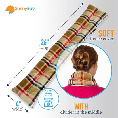 SunnyBay Microwavable Heating Pad for Neck and Shoulder, Heated Neck Wrap, Microwave Heat Pad, Weighted Beanbag Moist Hot or Cold Compress, 2.2 lbs, 26x4 Inches, London - color: 4x26 - London Plaid
