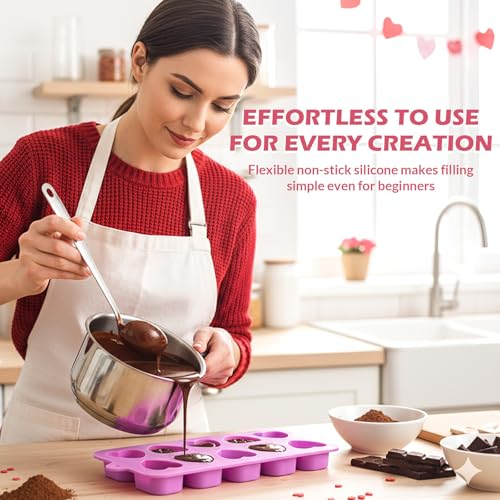 HKNMTT Heart Molds Silicone Valentine's Day Chocolate, Small 10 Love Conversation Shapes Truffle Gifts Bite Size 3D Rose Candy Mould Gummy Jello Gelatin Cute Wax Melt Ice Cube Handmade Soap DIY Making - style: 10 Shaped Heart - 2PCS