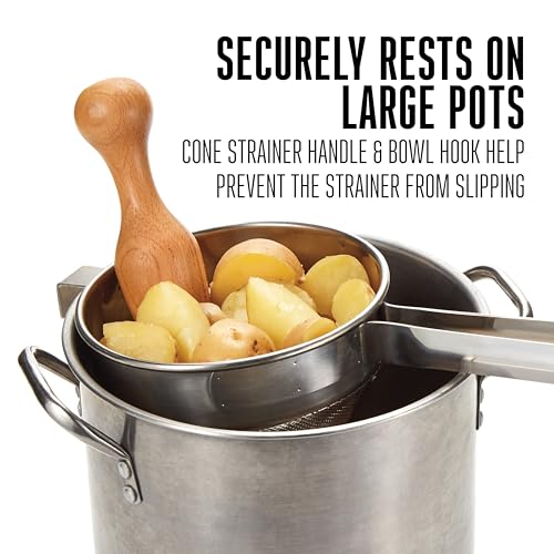 Weston Stainless Steel Cone and Pestle Set (83-3030-W), 2 Quart Capacity, Dishwasher Safe, 1.9-Liter, Silver
