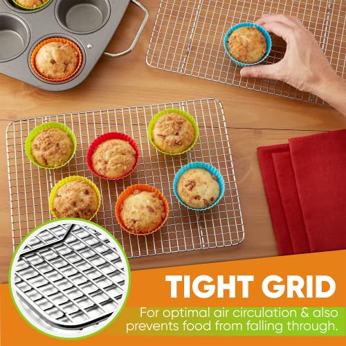 Spring Chef 8.5" x 12" Stainless Steel Cooling Racks, Wire Rack for Baking Sheet - Fits Small Quarter Sheet Pan - Perfect for Cooking, Baking, Grilling, Smoking - Dishwasher Safe - Set of 2 - size: 8.5"x12", style: 2 Pack