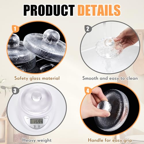 Tioncy 4 Pack (over 3.86 Inches) Heavy Glass Fermentation Weights with Grooved Handle for Large Wide Mouth Gallon Mason Jars Canning Supplies Pickling Weights for Brewing Fermented Foods