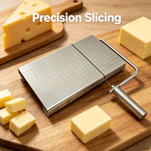 Cheese Slicer Heavy Duty Cheese Cutter for Block Cheese Multipurpose Cheese Slicers with Non Slip Base for Home Kitchen, Ideal for Cutting Cheese, Butter and Sausage