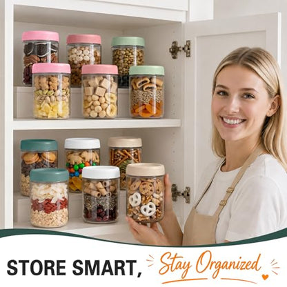 6 Pack Overnight Oats Containers with Lids, 16oz Wide Mouth Mason Jars, Glass Food Containers with Airtight Lids for Storage, Yogurt Bowls, Overnight Oats Jars for Meal Prep, Chia Pudding - color: Garden Blush