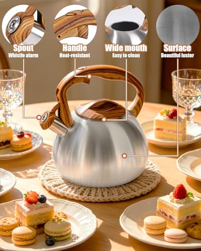 Misswater Tea Kettle for Stove Top,3.1QT Whistling Tea Kettle | Food Grade Stainless Steel,Loud Whistling Kettle,Heat-Resistant Handle,Suitable for All Heat Sources, Suit for boiling water
