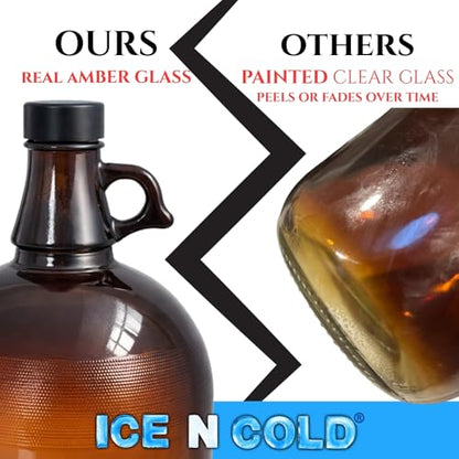 1 Gallon (128oz) Amber Glass Jug With 38mm Cap - FBA