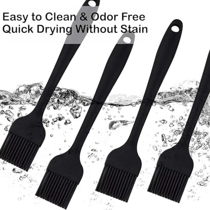 2 Pack Silicone Heat Resistant Marinading Meat Grill Basting Pastry-brush for Oil-brush Butter Sauce Sausages Desserts Turkey Baster Grill Barbecue - color: Black