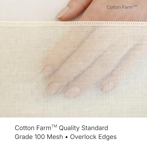 Cotton Farm Grade 100 Cheese Cloths for Straining & Cooking, 18 × 18 Inch, 100% Unbleached Cotton Cheesecloth, Butter Muslin, Finished Edge, Reusable & Pre-Washed