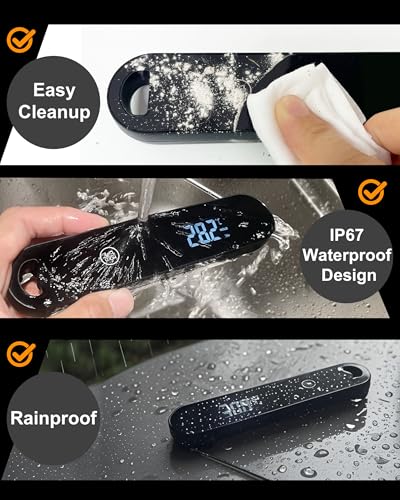Charmline 0.5 Sec Instant Read Meat Thermometer Digital, 180° Auto-Rotating Display LED, Food Thermometer for Cooking, Baking and Grilling, Dual Battery Design for Longer-Lasting Performance