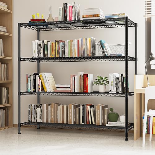 45 "W Metal Shelving Unit 4 Tier Storage Shelves Adjustable Wire Shelving Metal Shelf Pantry Shelves Wire Rack Commercial Shelving for Kitchen Pantry Utility Room Garage 45 "W x 59.4 "Hx 13.5" D Black - size: 45" W x 59.4Hx 13.5" D