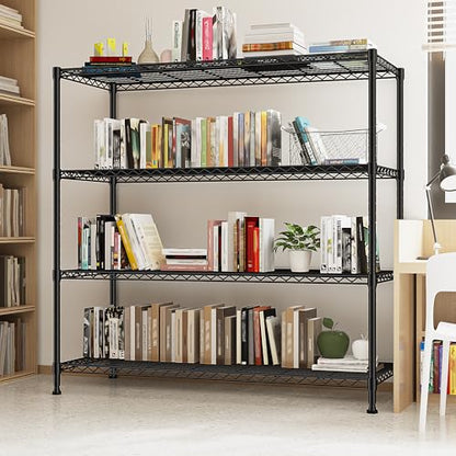 45 "W Metal Shelving Unit 4 Tier Storage Shelves Adjustable Wire Shelving Metal Shelf Pantry Shelves Wire Rack Commercial Shelving for Kitchen Pantry Utility Room Garage 45 "W x 59.4 "Hx 13.5" D Black - size: 45" W x 59.4Hx 13.5" D