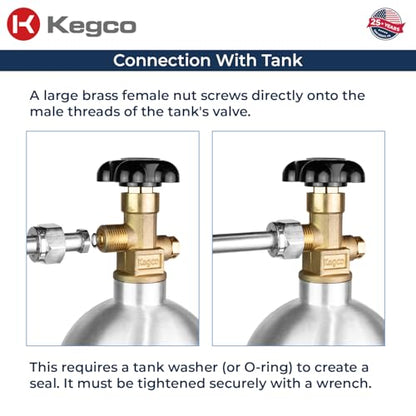 Kegco KC LH-542 Premium Pro Series Dual Gauge Co2 Draft Beer Regulator, Chrome