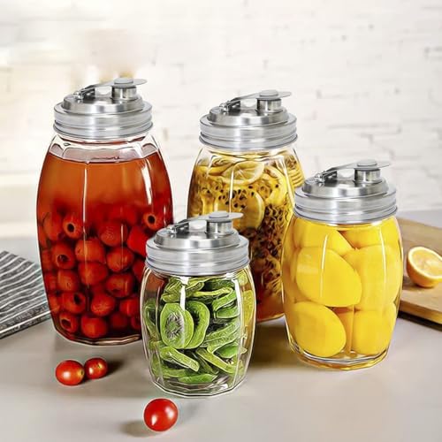 Mason Jar Pour Spout Lid Stainless Steel,Pour Spout Flip Cap Lids for Mason Jars,No Rust Leaking Proof for Home Brewing Fruit Fermenting Drinks Airtight(2PCS) (Regular Mouth) - size: Regular Mouth